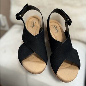 New Clarks Collection Annadel Eirwyn Wedge Sandal Leather